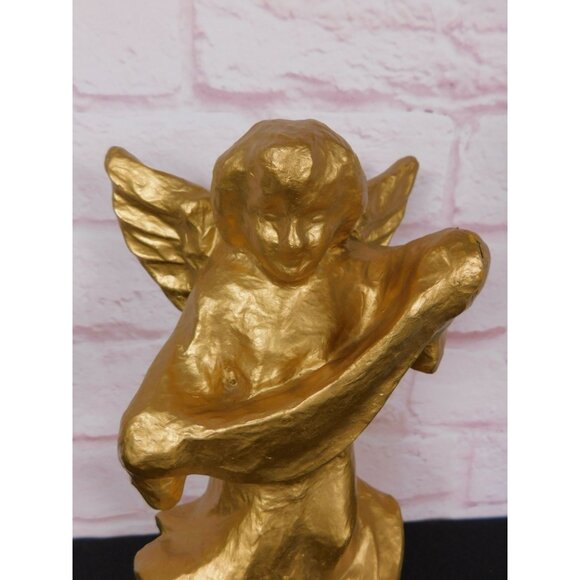Vintage Gold Paper Mache Banner Angel 12" Holiday Décor Unique - Picture 3 of 9